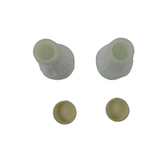 Vintage Milk Glass Eagle Coin Medallion Salt And Pepper Shakers With Caps USA - Picture 5 of 7